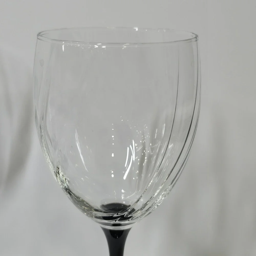 Vintage Cristal d'Arques Durand Astra Goblets Set 4 Black Stem Optic Swirl